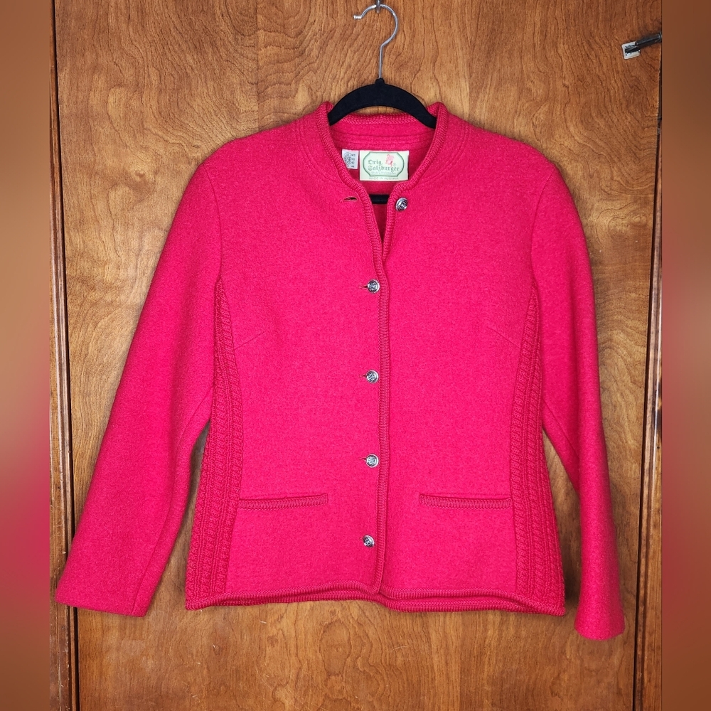 Orig. SALZBURGER Boiled Wool Short Jacket - Pewter Buttons - Braided Trim